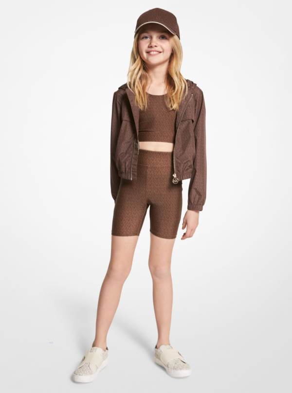 Detske Sortky Michael Kors Girls Logo Stretch Jersey Bike Čokoláda - Oblecenie Michael Kors Nejlevnejsi | EXSFZ-1084